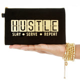 Hustle Slay Serve Repeat - Inspirational Quote Bag - Black