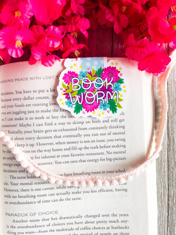 Bookworm Flowers - Magnetic Bookmark