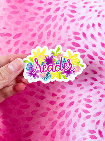 Floral Reader - Vinyl Decal Sticker