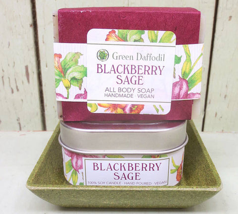 Blackberry Sage Candle & Soap Dish Kit
